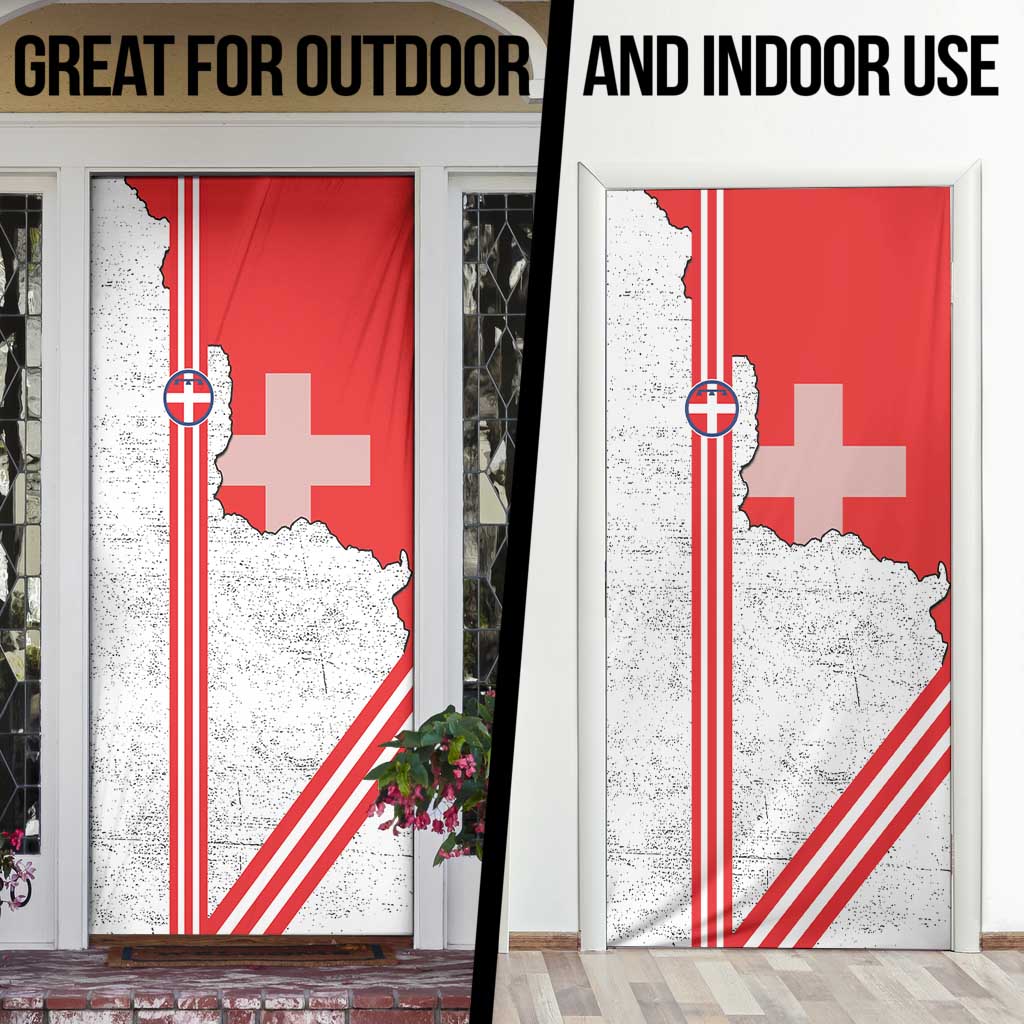 Italy Piedmont Door Cover Map With Flag Style - Wonder Print Shop