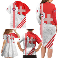 Italy Piedmont Family Matching Long Sleeve Bodycon Dress and Hawaiian Shirt Map With Flag Style - Wonder Print Shop