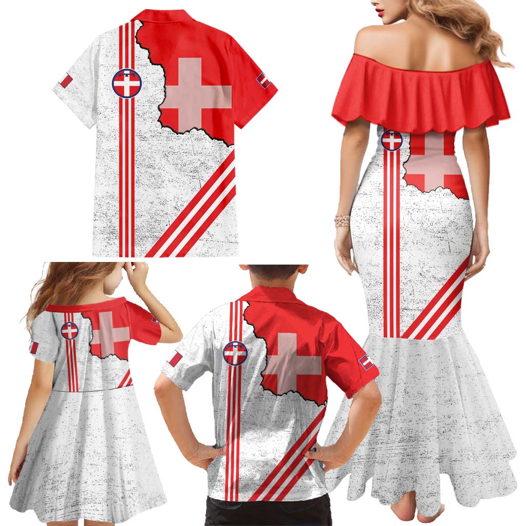 Italy Piedmont Family Matching Mermaid Dress and Hawaiian Shirt Map With Flag Style - Wonder Print Shop
