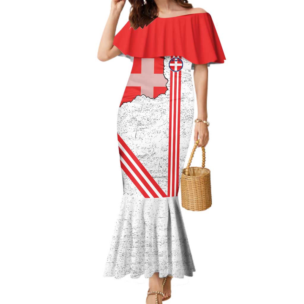 Italy Piedmont Family Matching Mermaid Dress and Hawaiian Shirt Map With Flag Style - Wonder Print Shop