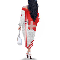 Italy Piedmont Family Matching Off The Shoulder Long Sleeve Dress and Hawaiian Shirt Map With Flag Style - Wonder Print Shop