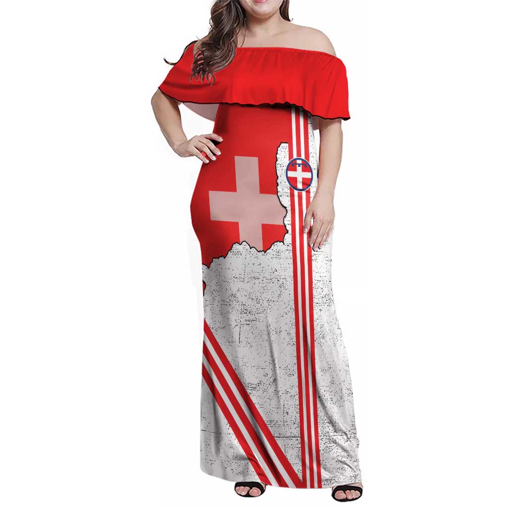 Italy Piedmont Family Matching Off Shoulder Maxi Dress and Hawaiian Shirt Map With Flag Style - Wonder Print Shop