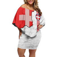 Italy Piedmont Family Matching Off Shoulder Short Dress and Hawaiian Shirt Map With Flag Style - Wonder Print Shop