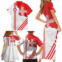 Italy Piedmont Family Matching Short Sleeve Bodycon Dress and Hawaiian Shirt Map With Flag Style - Wonder Print Shop