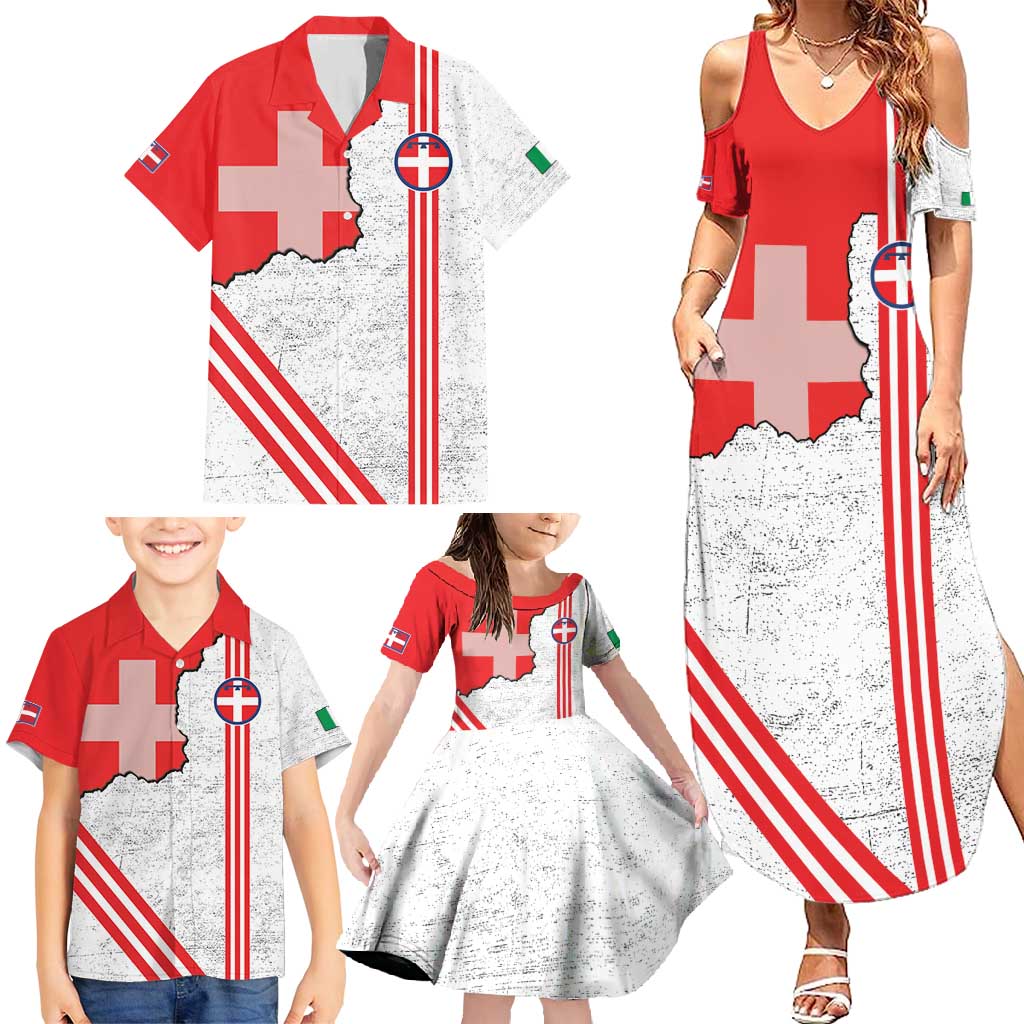 Italy Piedmont Family Matching Summer Maxi Dress and Hawaiian Shirt Map With Flag Style - Wonder Print Shop