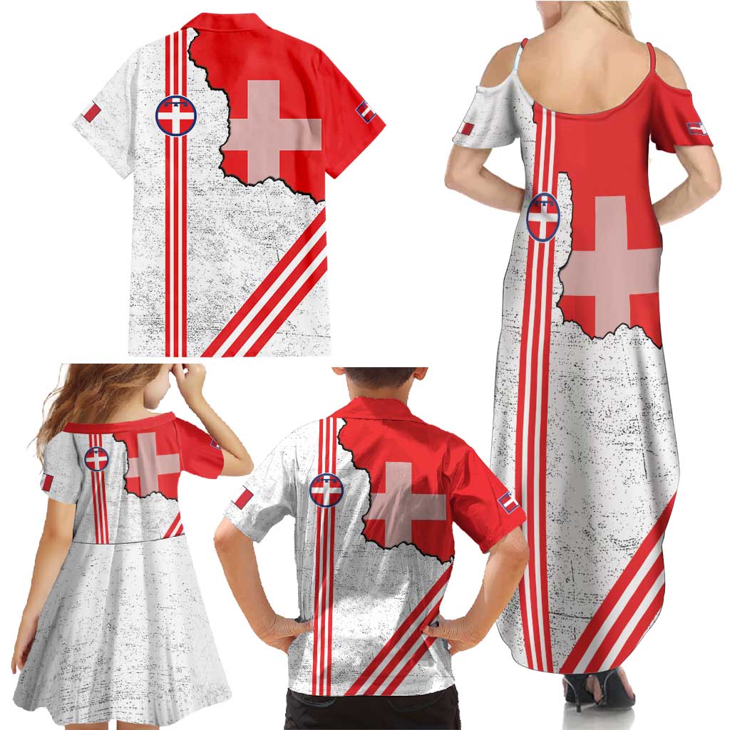 Italy Piedmont Family Matching Summer Maxi Dress and Hawaiian Shirt Map With Flag Style - Wonder Print Shop