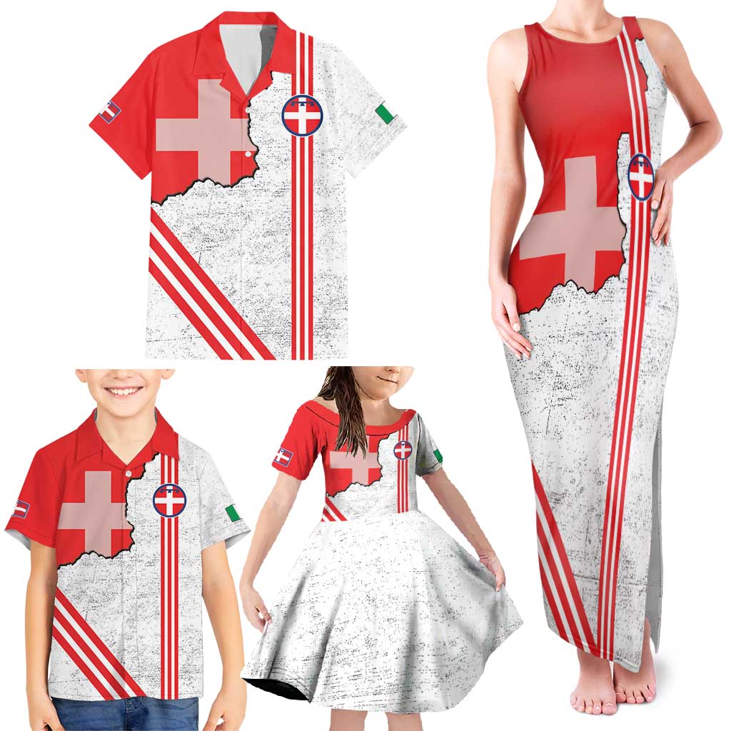 Italy Piedmont Family Matching Tank Maxi Dress and Hawaiian Shirt Map With Flag Style - Wonder Print Shop