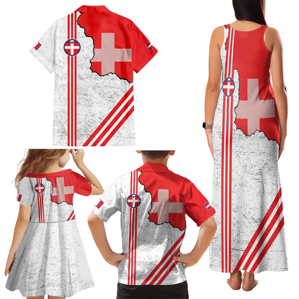 Italy Piedmont Family Matching Tank Maxi Dress and Hawaiian Shirt Map With Flag Style - Wonder Print Shop