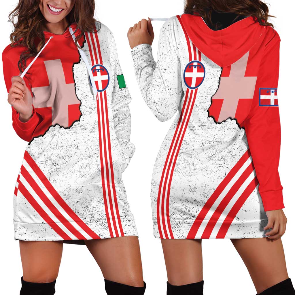 Italy Piedmont Hoodie Dress Map With Flag Style - Wonder Print Shop