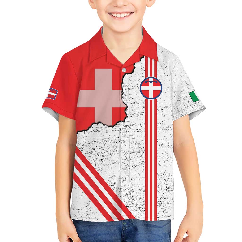 Italy Piedmont Kid Hawaiian Shirt Map With Flag Style - Wonder Print Shop