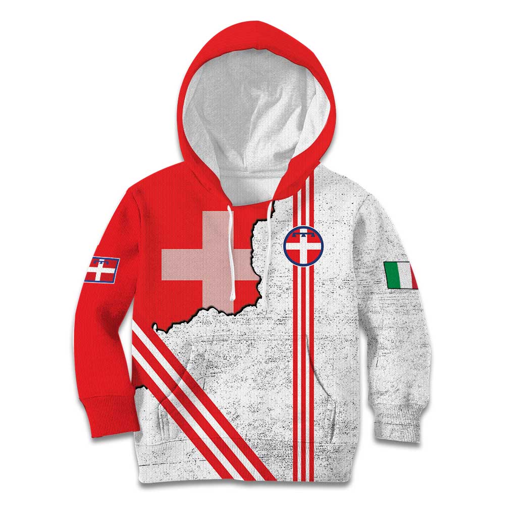 Italy Piedmont Kid Hoodie Map With Flag Style - Wonder Print Shop