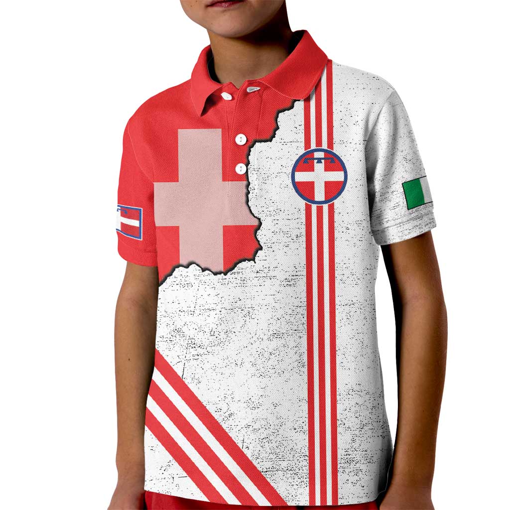 Italy Piedmont Kid Polo Shirt Map With Flag Style - Wonder Print Shop