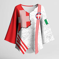 Italy Piedmont Kimono Sleeve Blouse Map With Flag Style - Wonder Print Shop