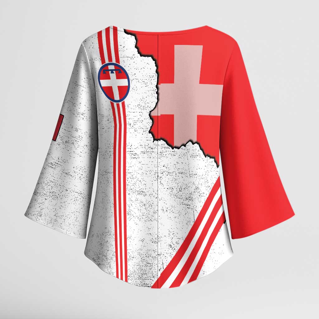 Italy Piedmont Kimono Sleeve Blouse Map With Flag Style - Wonder Print Shop