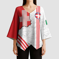 Italy Piedmont Kimono Sleeve Blouse Map With Flag Style - Wonder Print Shop