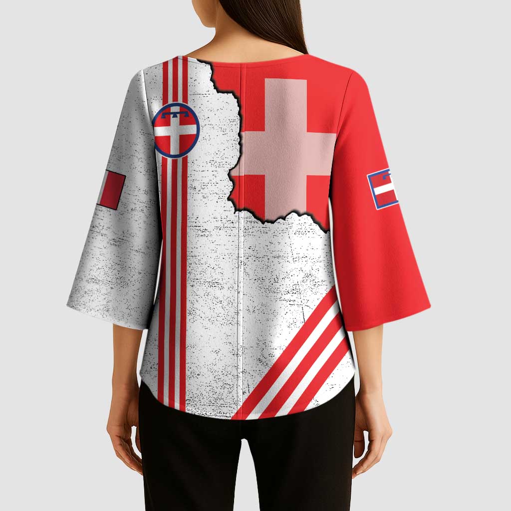 Italy Piedmont Kimono Sleeve Blouse Map With Flag Style - Wonder Print Shop