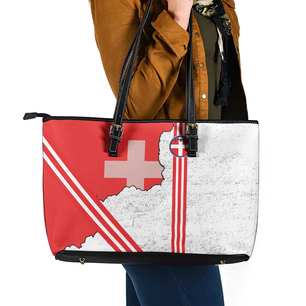 Italy Piedmont Leather Tote Bag Map With Flag Style - Wonder Print Shop