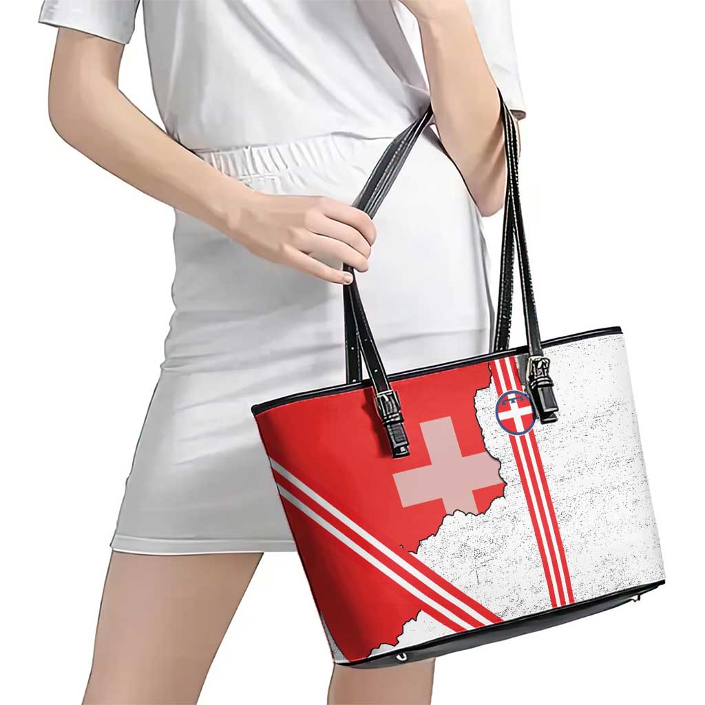 Italy Piedmont Leather Tote Bag Map With Flag Style - Wonder Print Shop