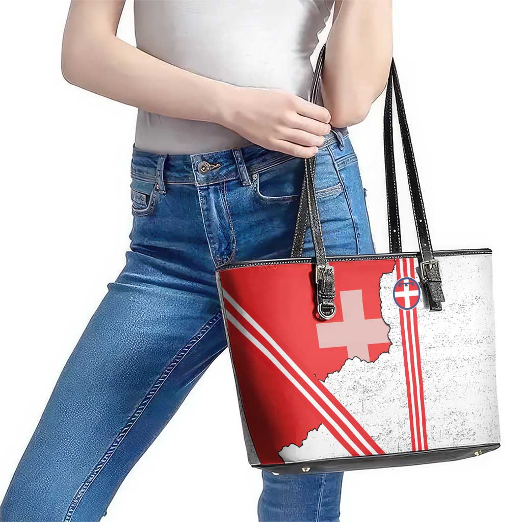 Italy Piedmont Leather Tote Bag Map With Flag Style - Wonder Print Shop