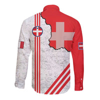 Italy Piedmont Long Sleeve Button Shirt Map With Flag Style - Wonder Print Shop