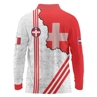 Italy Piedmont Long Sleeve Polo Shirt Map With Flag Style - Wonder Print Shop