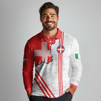 Italy Piedmont Long Sleeve Polo Shirt Map With Flag Style - Wonder Print Shop