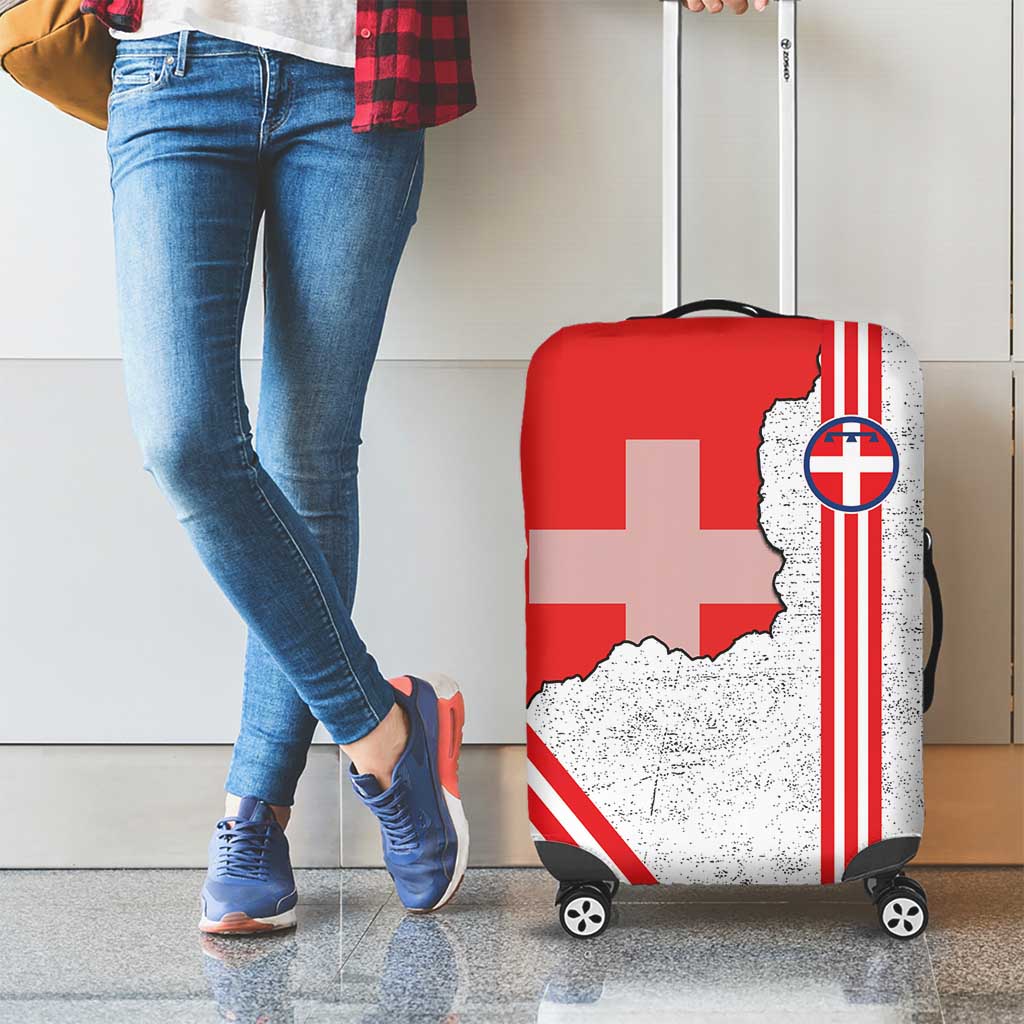Italy Piedmont Luggage Cover Map With Flag Style - Wonder Print Shop