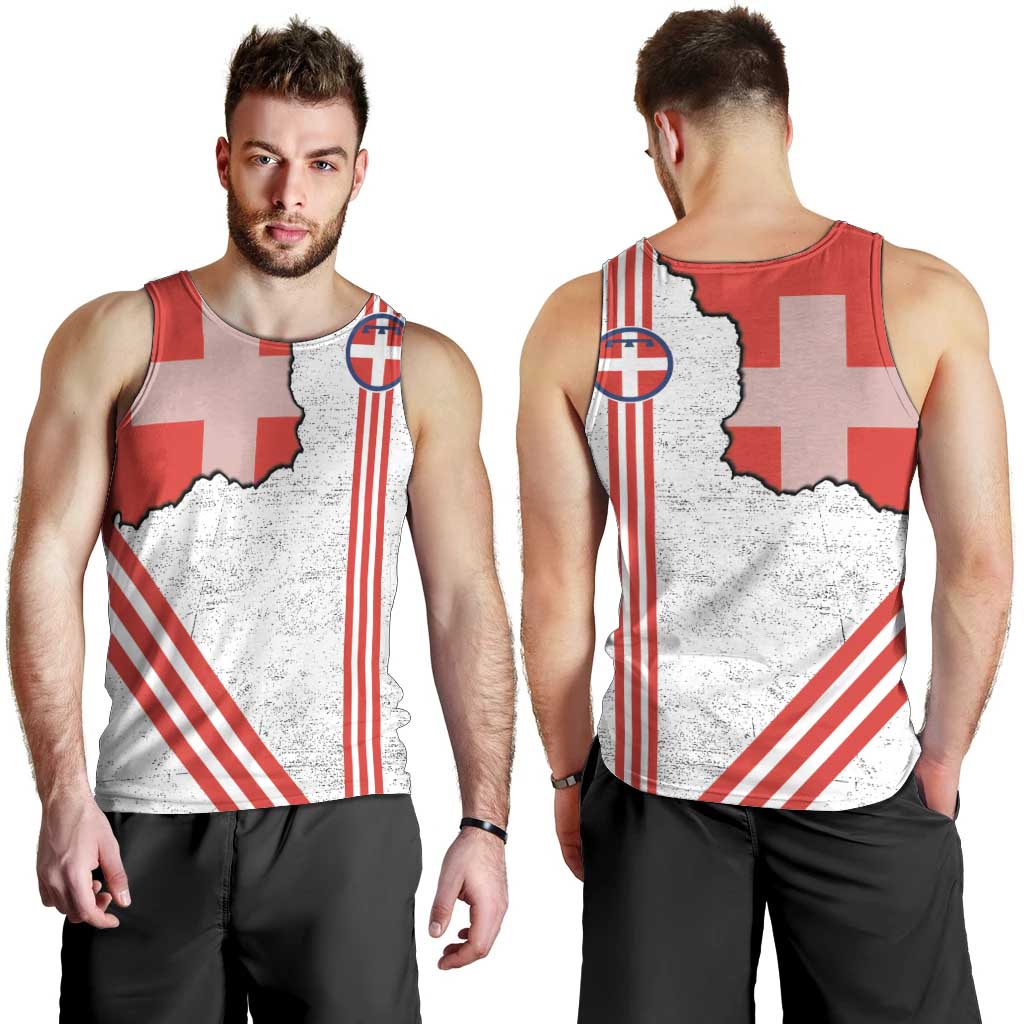 Italy Piedmont Men Tank Top Map With Flag Style - Wonder Print Shop