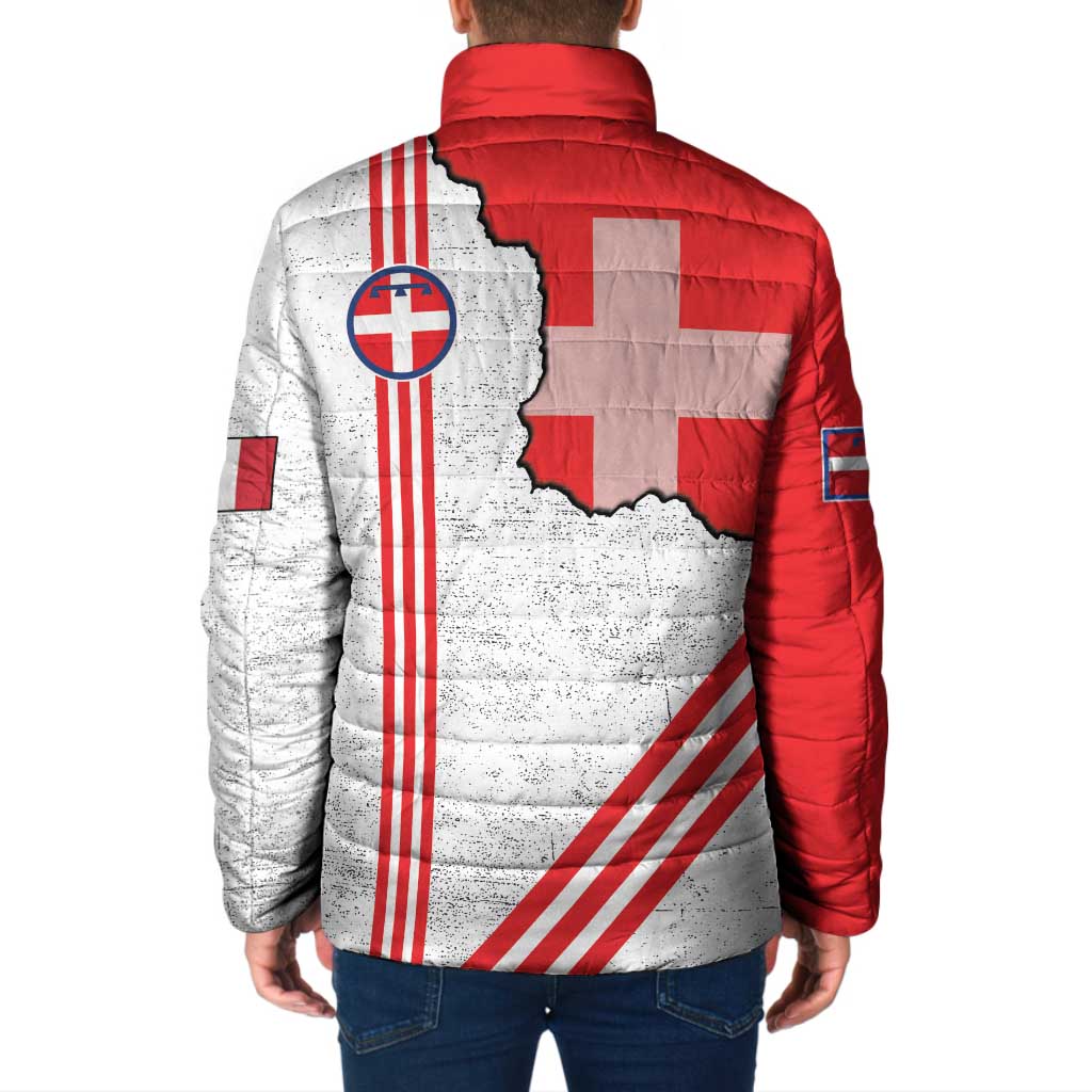 Italy Piedmont Padded Jacket Map With Flag Style - Wonder Print Shop