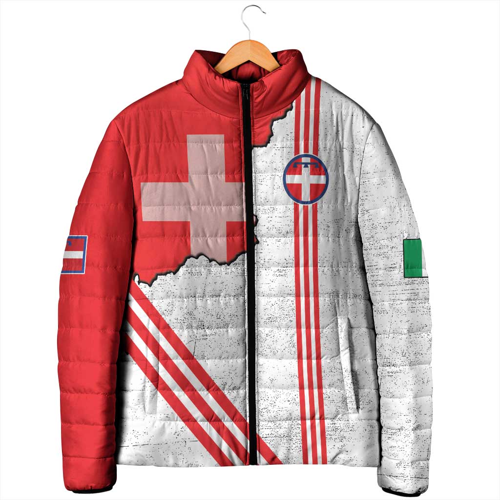 Italy Piedmont Padded Jacket Map With Flag Style - Wonder Print Shop