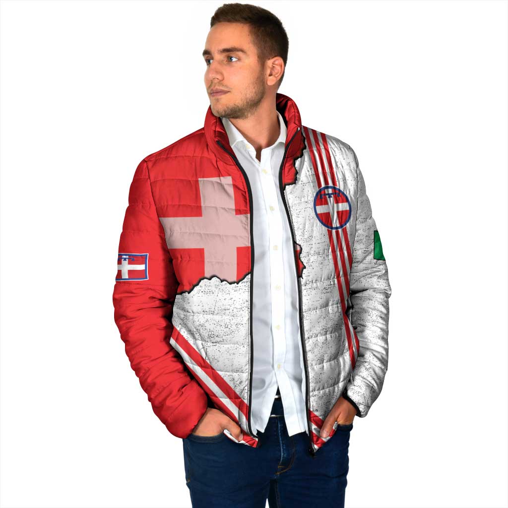 Italy Piedmont Padded Jacket Map With Flag Style - Wonder Print Shop