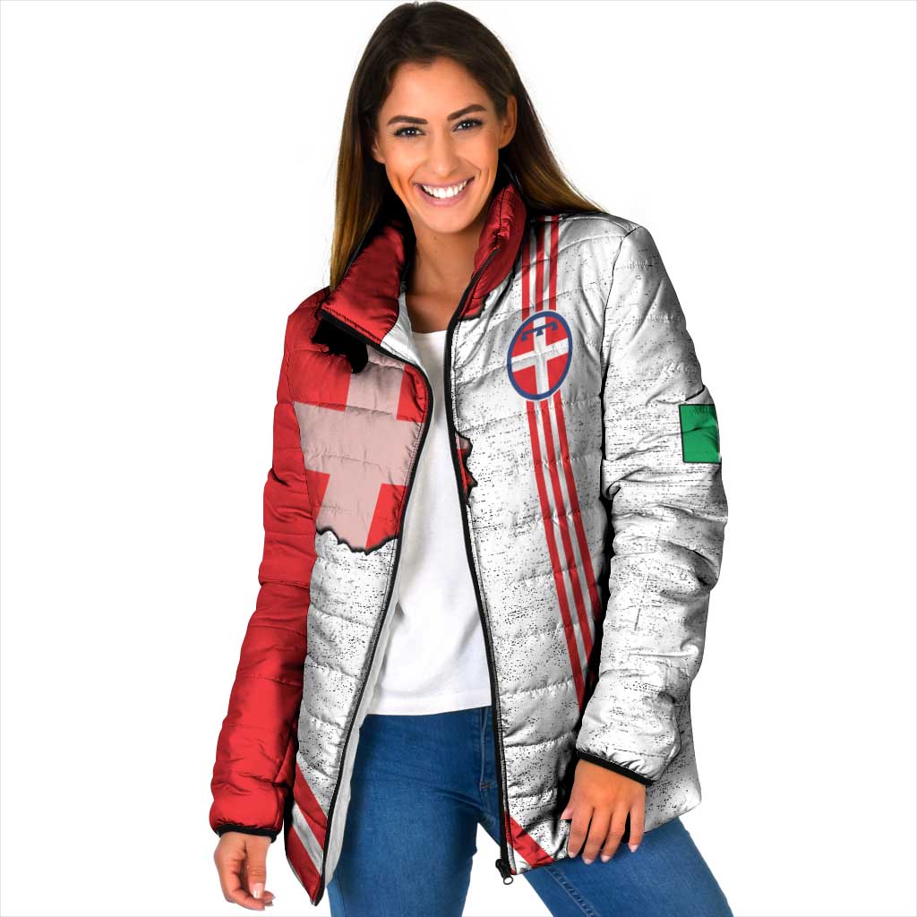 Italy Piedmont Padded Jacket Map With Flag Style - Wonder Print Shop