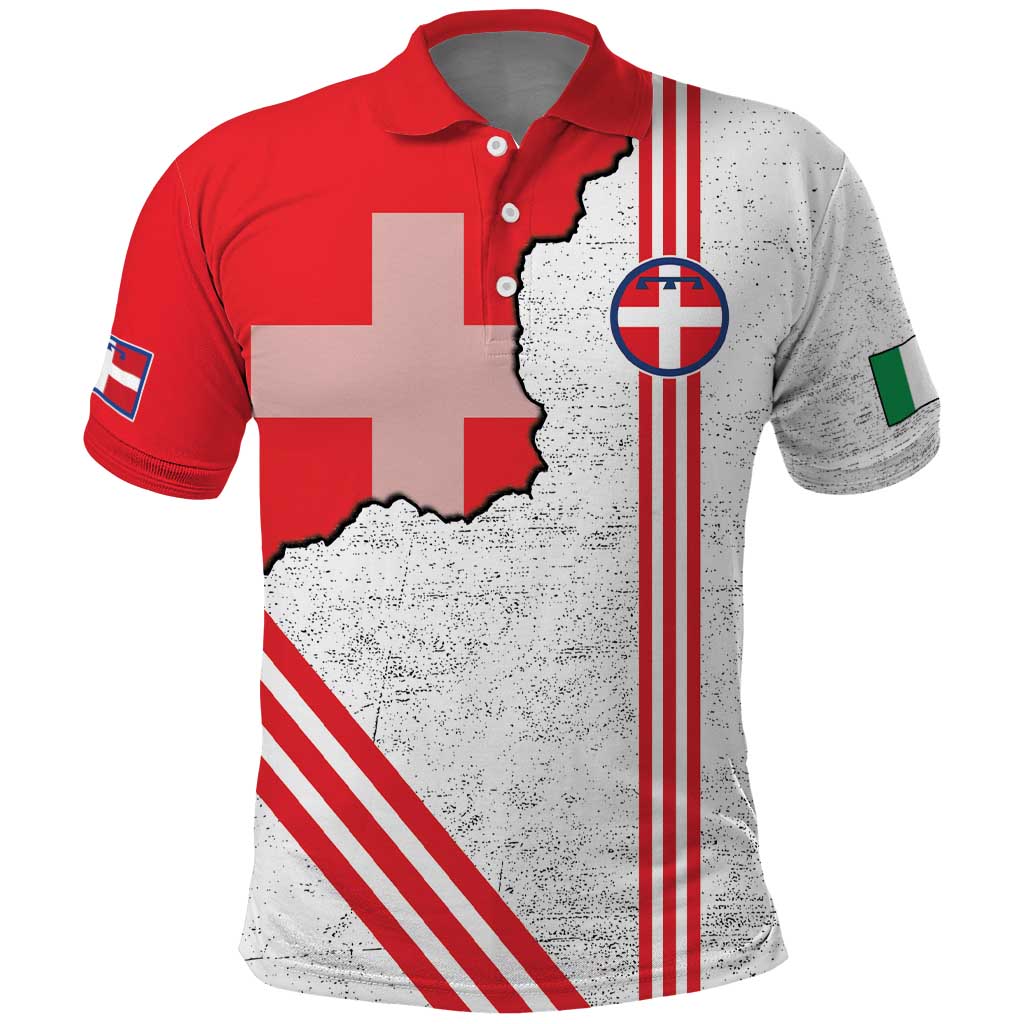 Italy Piedmont Polo Shirt Map With Flag Style - Wonder Print Shop