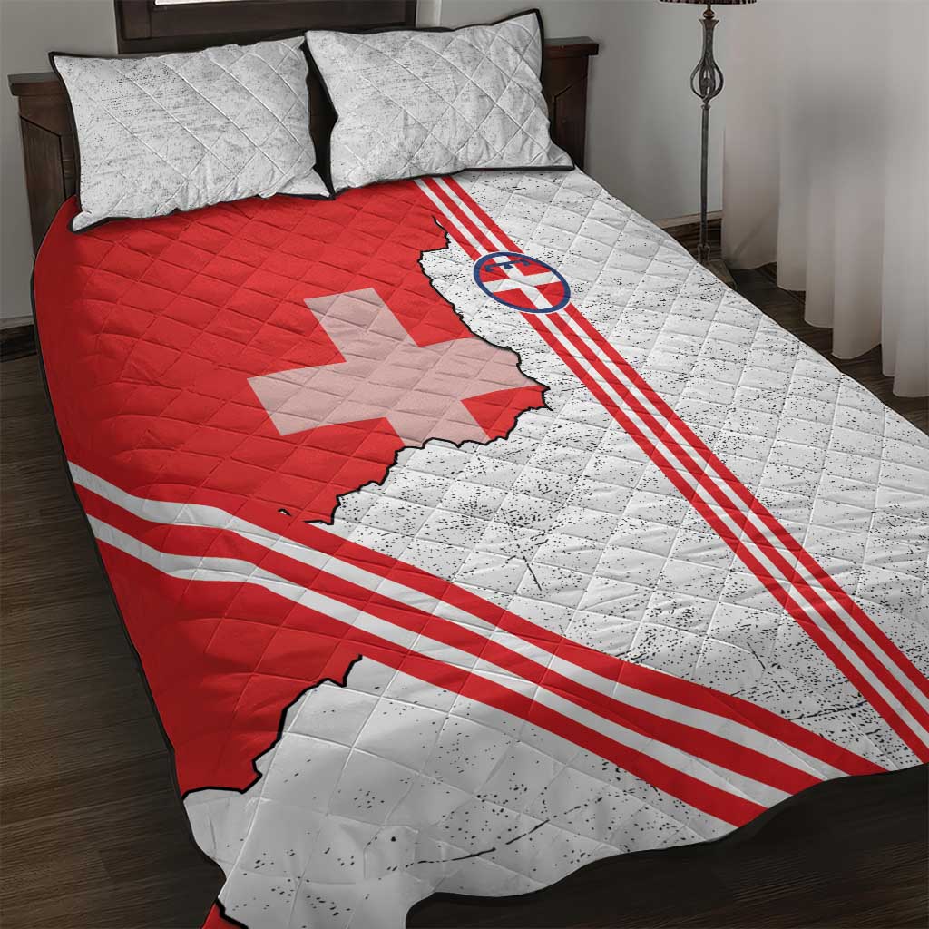 Italy Piedmont Quilt Bed Set Map With Flag Style - Wonder Print Shop