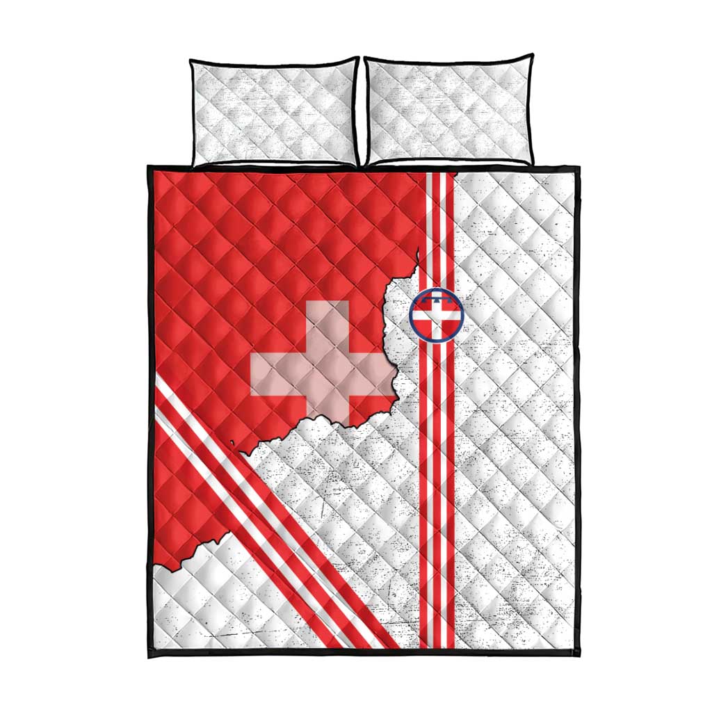 Italy Piedmont Quilt Bed Set Map With Flag Style - Wonder Print Shop