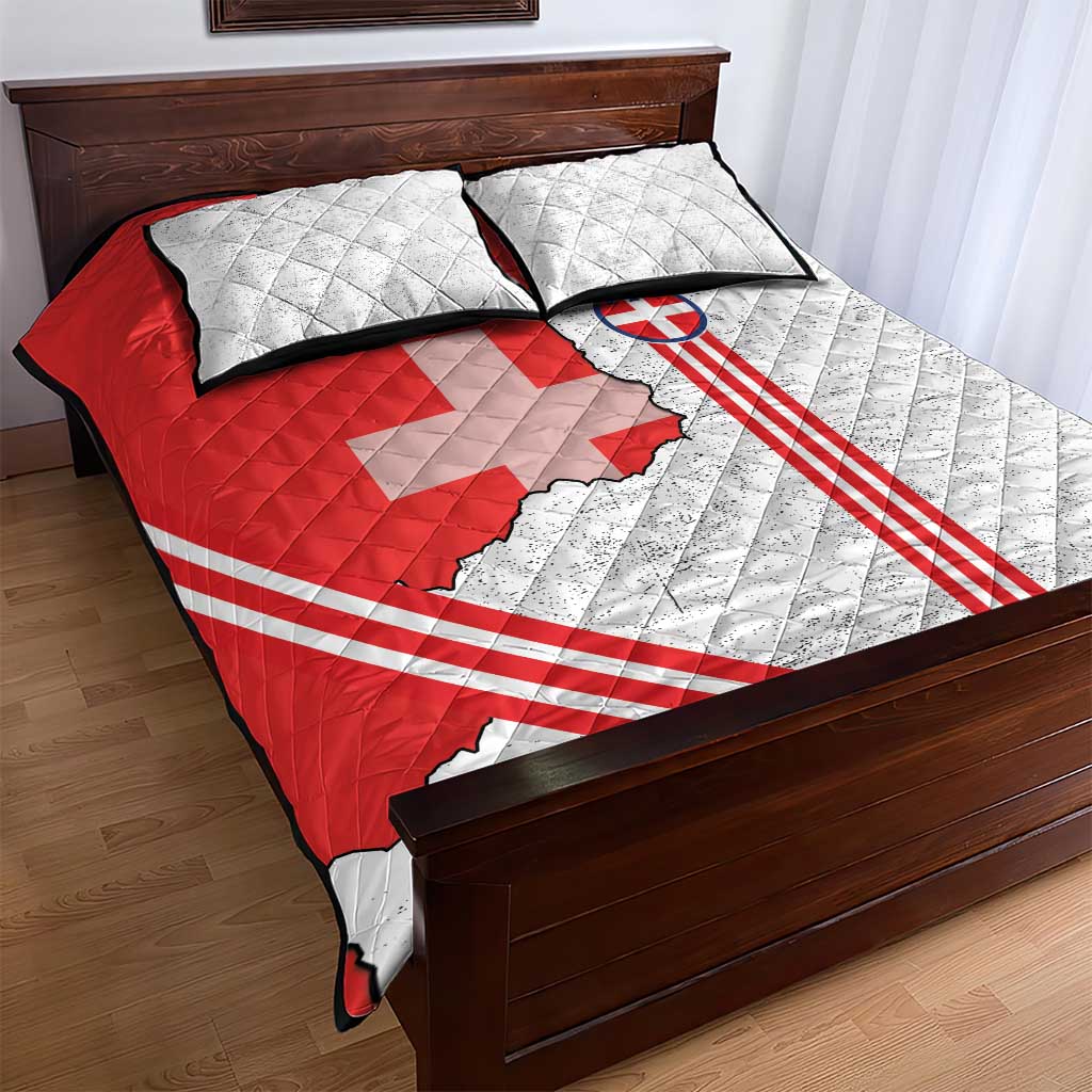 Italy Piedmont Quilt Bed Set Map With Flag Style - Wonder Print Shop