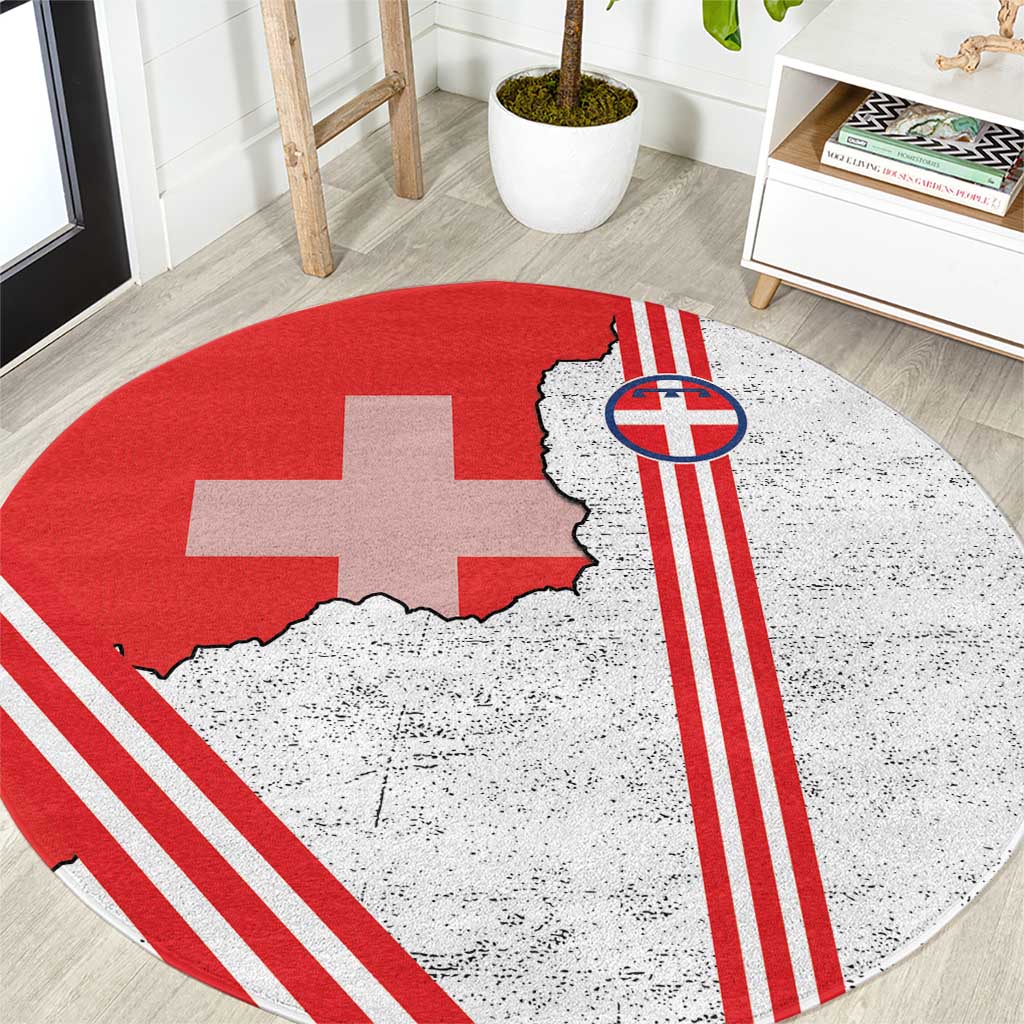 Italy Piedmont Round Carpet Map With Flag Style - Wonder Print Shop