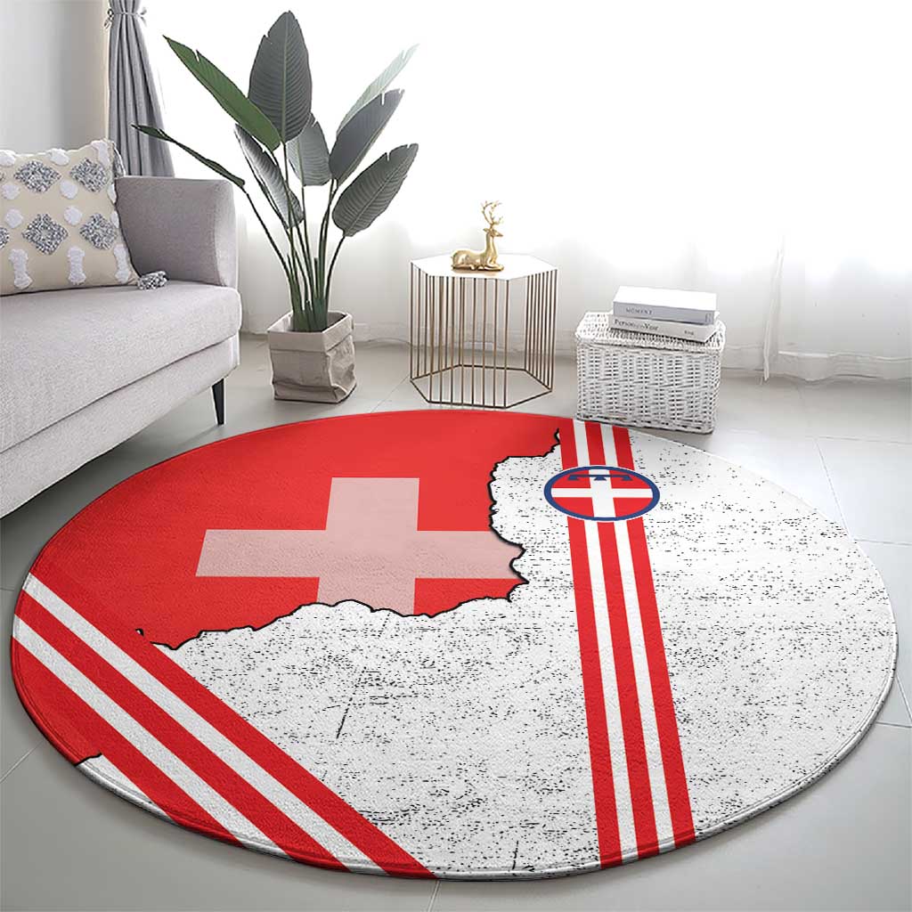 Italy Piedmont Round Carpet Map With Flag Style - Wonder Print Shop