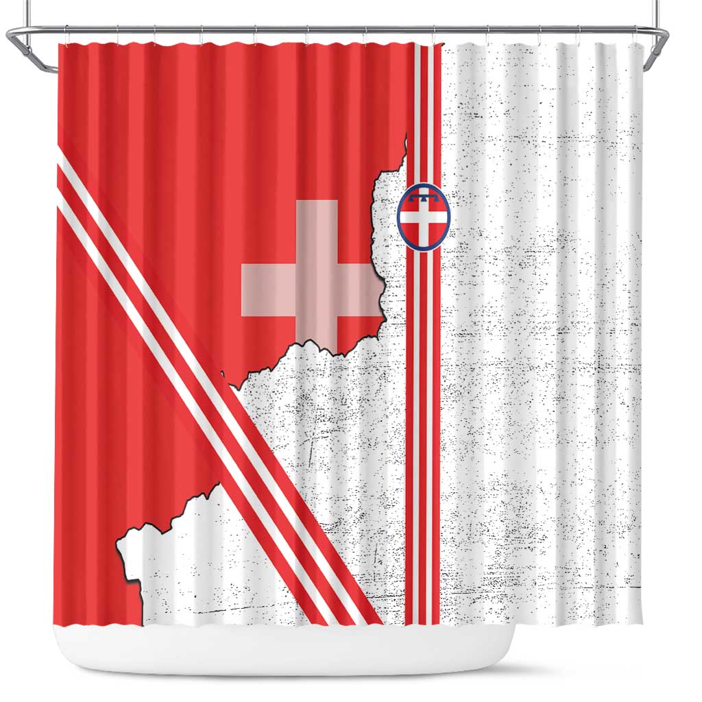 Italy Piedmont Shower Curtain Map With Flag Style - Wonder Print Shop