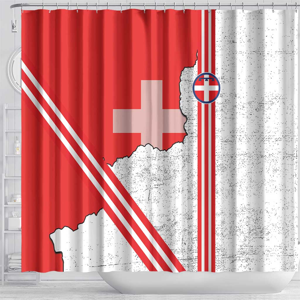 Italy Piedmont Shower Curtain Map With Flag Style - Wonder Print Shop