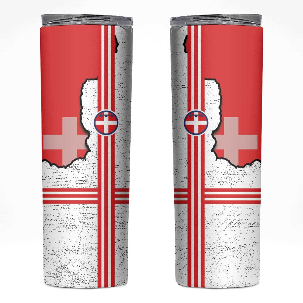 Italy Piedmont Skinny Tumbler Map With Flag Style - Wonder Print Shop