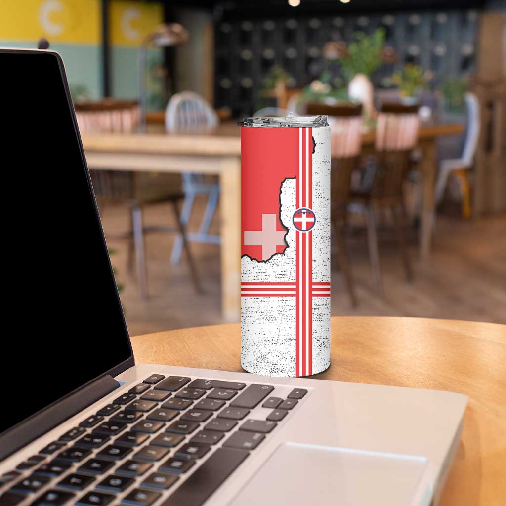 Italy Piedmont Skinny Tumbler Map With Flag Style - Wonder Print Shop