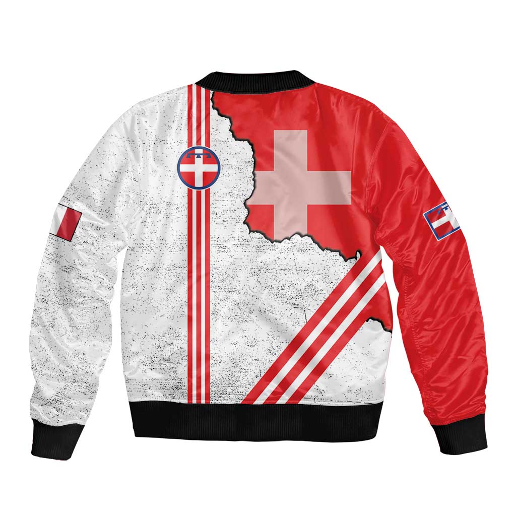 Italy Piedmont Sleeve Zip Bomber Jacket Map With Flag Style - Wonder Print Shop