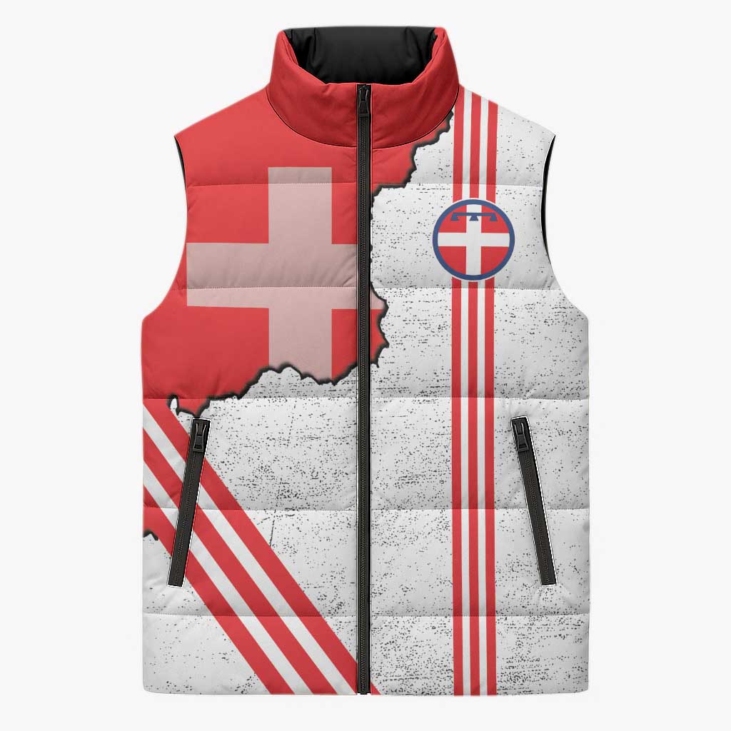 Italy Piedmont Sleeveless Puffer Jacket Map With Flag Style - Wonder Print Shop