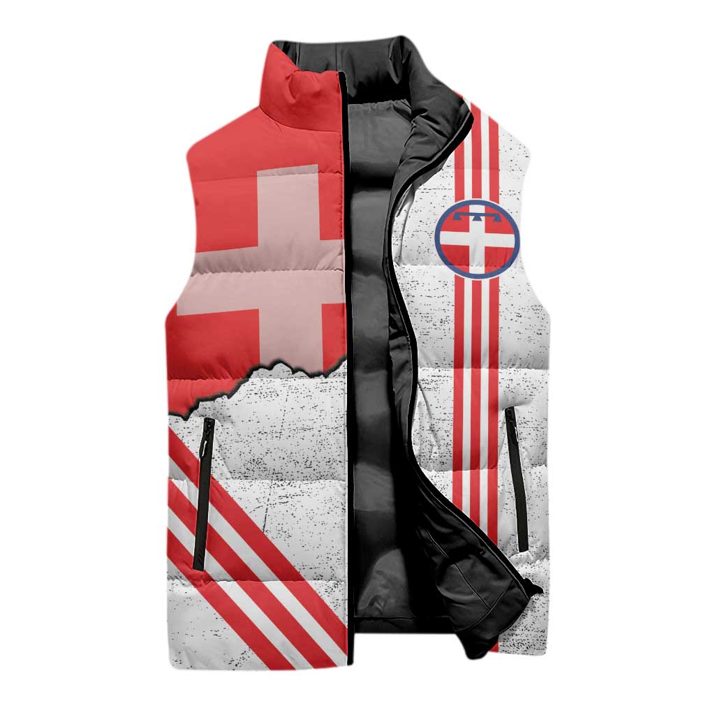 Italy Piedmont Sleeveless Puffer Jacket Map With Flag Style - Wonder Print Shop
