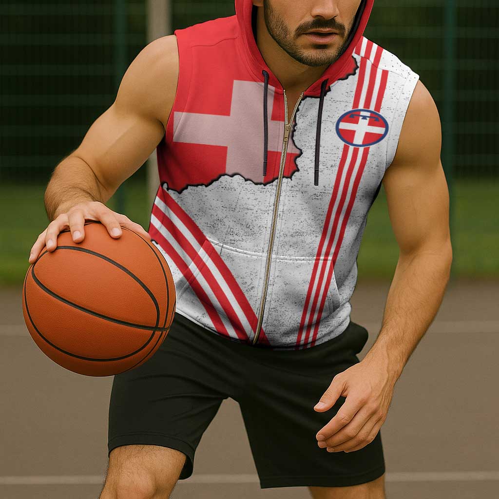 Italy Piedmont Sleeveless Zip Hoodie Map With Flag Style - Wonder Print Shop