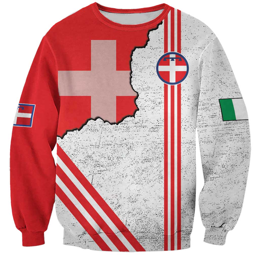 Italy Piedmont Sweatshirt Map With Flag Style - Wonder Print Shop