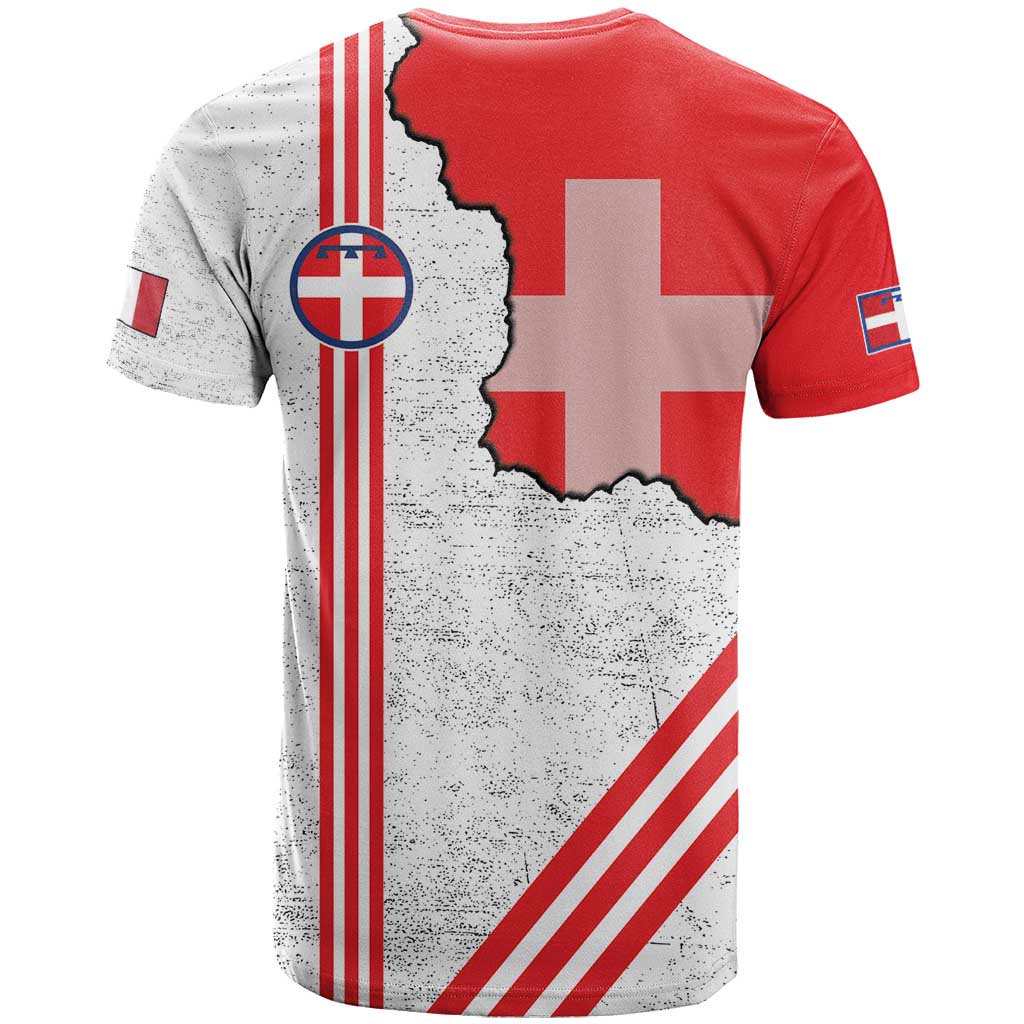 Italy Piedmont T Shirt Map With Flag Style - Wonder Print Shop