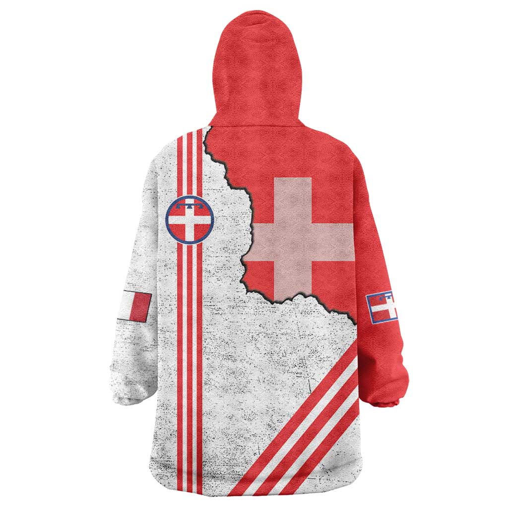 Italy Piedmont Wearable Blanket Hoodie Map With Flag Style - Wonder Print Shop