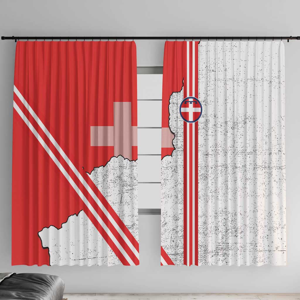 Italy Piedmont Window Curtain Map With Flag Style - Wonder Print Shop